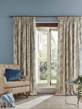 Laura Ashley Pussy Willow Off White / Seaspray Ready Made Curtains Pencil Pleat